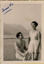 163932 VECCHISSIMA FOTOGRAFIA  coppia a como 1952