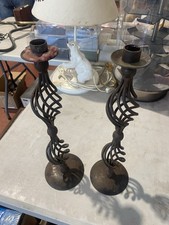 Candelabri In Ferro Vintage Coppia 