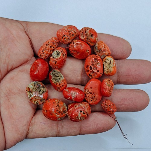 Perline ovali corallo rosso