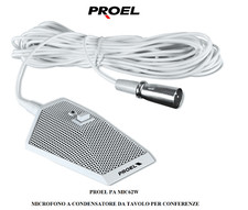 PROEL PA MIC62W BIANCO MICROFONO CONDENSATORE DA TAVOLO o PARETE PER CONFERENZE