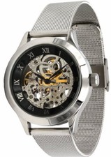 Enzo Bellini Piccolo Orologio a Scheletro Automatico Nero Milanaise-Uhrarmband