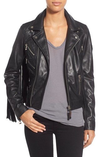 Giacca donna pelle nera slim