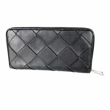 BOTTEGA VENETA Maxi Portafoglio Lungo Intrecciato Nero Zip Intorno Made in Italy
