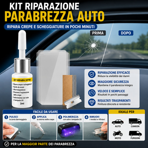 Kit riparazione parabrezza - kit,