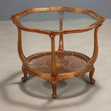 Tavolino da Centro Antico Legno Dorato Vetro Italia XX Secolo Originale