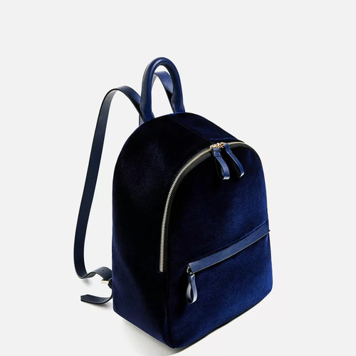 Zaino zara velluto blu - in,