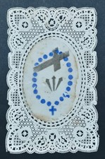 Papier de riz peint à la main - Image pieuse XIXe dentelle - Canivet F057