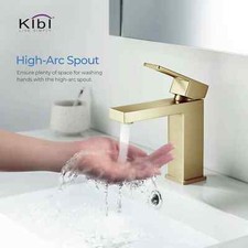 KIBI Rubinetto lavabo bagno monoforo Mirage manico singolo oro spazzolato
