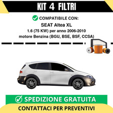 Kit 4 Filtri Tagliando per SEAT Altea XL 1.6 75 kw Benzina 2006-2010