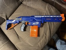 NERF Retaliator N-Strike Elite Blaster con entrambi gli attacchi e caricatore blu TESTATO