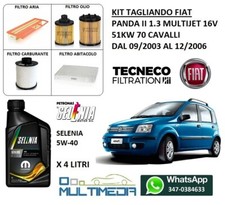 KIT TAGLIANDO 4 FILTRI E OLIO MOTORE SELENIA FIAT PANDA 1.3 Multijet 51KW 70CV 