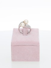 Anello contrariè in oro bianco 18kt con perle e brillanti