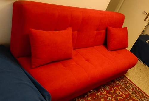 Divano letto rosso una piazza - divano, rosso,