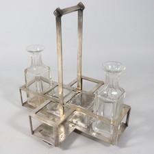 SET OLIO E ACETO ACETOLIERA OLIERA ART DECò ALPACCA ARGENTATA KRUPP BERNDORF