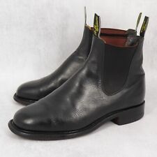 UK 7,5 G - R.M. RM Williams Gardener Black Yearling Leather Chelsea Boots Shoes