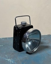 Torcia elettrica/fanale vintage portatile d'epoca in metallo nero