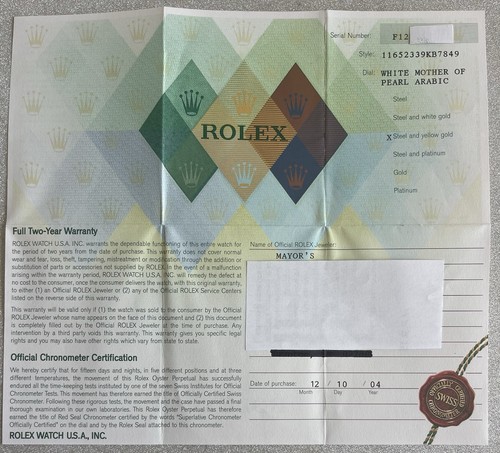 Guarantee rolex daytona 116523 - guarantee,