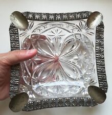 Vecchio Posacenere in cristallo e argento vintage.