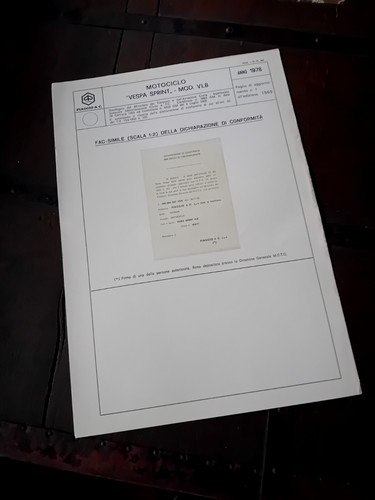 Vespa sprint vlb documento - vespa,
