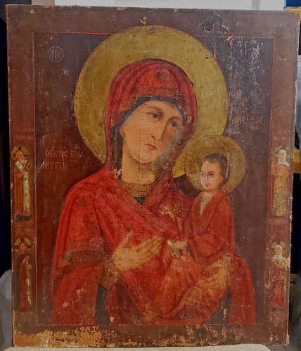 Antica icona russa vergine - icona,