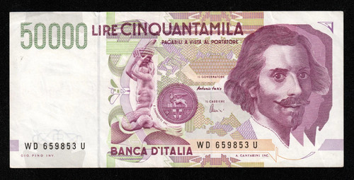 50000 lire bernini tipo - lire,