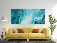 Quadro moderno OCEANO ASTRATTO pronto da appendere 75x150 arte stampe su tela HD