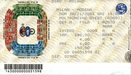 Biglietto stadio milan - stadio, modena