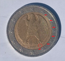 Moneta 2 Euro - Germania 2002 - Aquila araldica - Collezione - Errore Di Conio