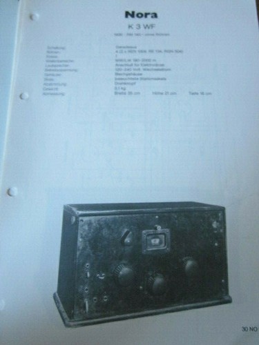 Schema radio nora 1930 - nora, wf