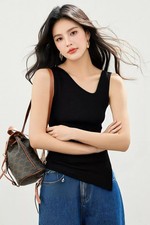 Top Nero Elegante Donna Senza