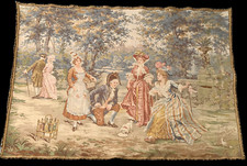 ALONSO PEREZ (1881 - 1914) ANTICO ARAZZO SCENA FAMILIARE CAMPESTRE cm 192 x 146 