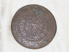 Antico Bronzo Placca Con Aquila E Corona + Stemma