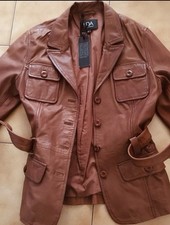 SPLENDIDA GIACCA VERA PELLE NAPPA LDA WOMAN COLLECTION SAHARIANA MARRONCINO Tg42