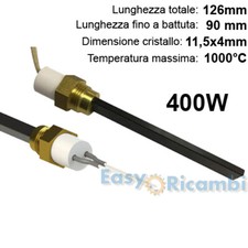 Candeletta quarzo accensione stufa pellet resistenza 126mm 90mm 400W 3/8