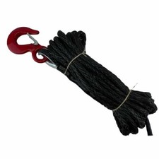 Corda per verricello 8 mm nera Dyneema SK75 sintetica 12 fili x 20 m con gancio 4x4