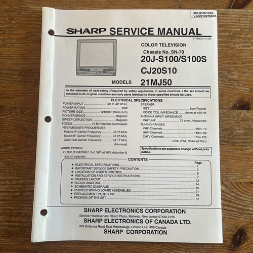 Sharp manuale servizio - sharp,