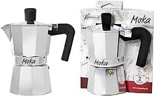 KASAVIVA CAFFETTIERA ALLUMINIO MOKA CAFFÈ ESPRESSO MANICO ANTISCOTTATURA  2TAZZE