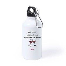 borraccia alluminio 500 ml scritta mio papa' come vino idea regalo festa papa'