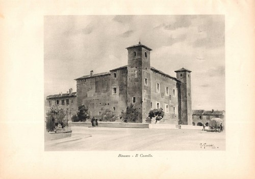 Stampa antica binasco veduta - antica,