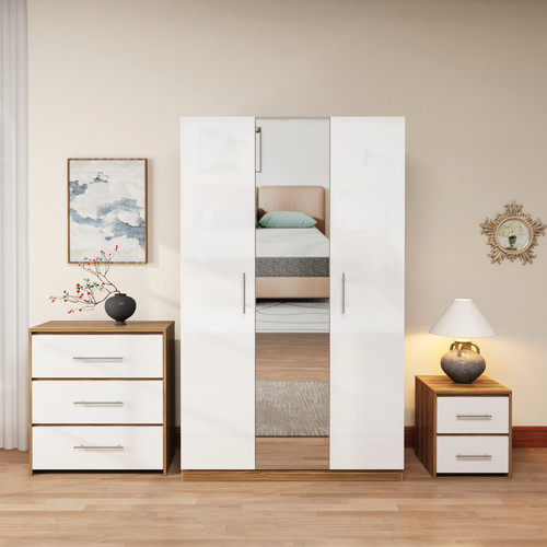 Armadio rovere bianco lucido - , 3