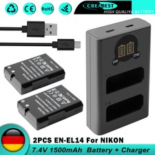 2x EN-EL14 EL14a batteria e doppio caricabatterie per Nikon D3100 D3200 D5100 D5200 P7000 