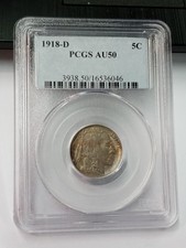 Moneta 5c nichel bufalo 1918-D