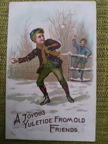 Old christmas postcard - old,