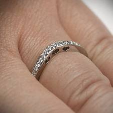 Fede nuziale platino 950 taglio tondo 1,10 ct diamante creato in...