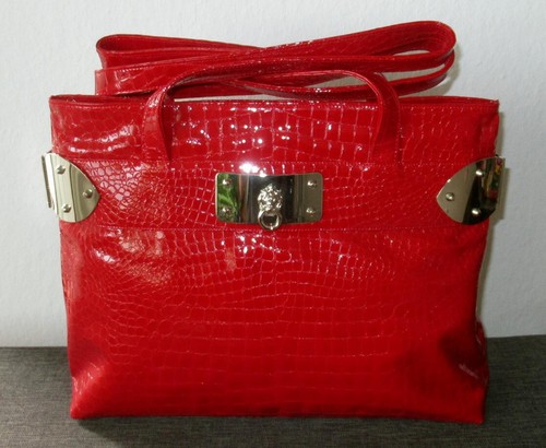 Borsa rossa pelle verniciata - pelle,