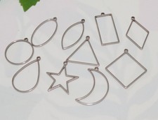 1set/10pz ciondoli open back bezel in acciaio inox  21-27mm colore platino