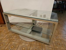 Tavolino Portatelevisore Salotto in vetro e acciaio