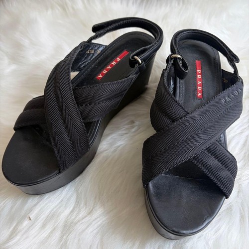 Sandali con zeppa prada neri - zeppa,