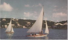 Hamilton Harbour Bermuda postcard c1950s unused Paget Shore Sailboats