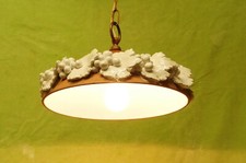 Lampadario da soffitto  coppa di cotto e foglie ceramica